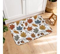 Tapetes de cocina de hoja de arce para suelo, hojas de bellota rústicas otoñales, color naranja otoño, lavables, suaves, decorativas, para fregadero, lavandería, baño, pasillo, 16 x 24 pulgadas