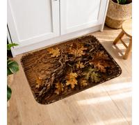 Tapetes de cocina de hojas de roble para suelo, diseño rústico de bellotas naturales, color marrón, lavable, suave, decoración para fregadero, lavandería, baño, entrada, 20 x 31 pulgadas