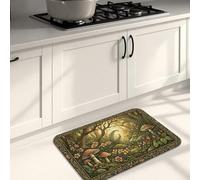 Tapetes de cocina de hongos del bosque para piso, tapetes suaves inspirados en la naturaleza vintage, acolchados con resorte, cómodos, lavables para fregaderos de cocina, lavadero, baño, 20 x 31