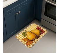 Tapetes de cocina de manzanas para suelo, diseño rústico tradicional de hojas de peras, color amarillo otoño, lavable, cómodo, para fregadero, lavandería, baño, tocador, 16 x 24 pulgadas