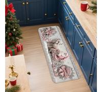 Tapetes de cocina de Papá Noel de Navidad para piso, tapetes acogedores vintage, acolchados, cómodos, lavables, antideslizantes, para fregaderos de cocina, lavandería, baño, 16 x 47 pulgadas