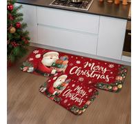 Tapetes de cocina de Papá Noel de Navidad para piso, tapetes suaves vintage para vacaciones, acolchados, cómodos, lavables, antideslizantes, para fregaderos de cocina, lavandería, baño, 2 unidades