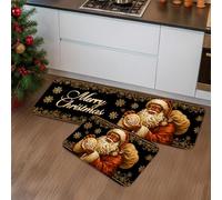 Tapetes de cocina de Papá Noel para piso, alfombras vintage de Navidad, acolchadas, cómodas, lavables, antideslizantes, para fregaderos de cocina, lavandería, baño, 2 unidades
