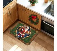 Tapetes de cocina de Papá Noel para piso, tapetes suaves decorativos vintage para vacaciones, acolchados, cómodos, lavables, antideslizantes, para fregaderos de cocina, lavandería, baño, 20 x 31