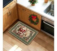 Tapetes de cocina de Papá Noel para piso, tapetes suaves vintage festivos, acolchados, cómodos, lavables, antideslizantes, para fregaderos de cocina, lavandería, baño, 16 x 24 pulgadas