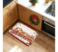 Tapetes de cocina de tren de Navidad para piso, tapetes suaves vintage rojos y blancos, acolchados, cómodos, lavables, antideslizantes, para fregaderos de cocina, lavandería, baño, 20 x 31 pulgadas
