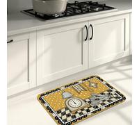 Tapetes de cocina decorativos clásico para piso, color amarillo Welcome to My Kitchen suaves acolchados, cómodos y lavables para decoración del hogar, 20 x 31 pulgadas