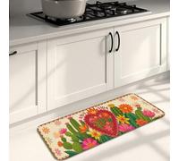 Tapetes de cocina florales de cactus para piso, tapetes suaves con diseño de plantas del desierto, acolchados, cómodos, lavables, para fregaderos de cocina, lavandería, baño, 16 x 47 pulgadas