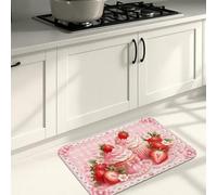 Tapetes de cocina florales de melocotón para piso, lindos cerdos y patrón floral, tapetes suaves, acolchados con resorte, cómodos, lavables, para fregaderos de cocina, lavandería, baño, 16 x 24