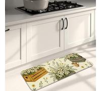 Tapetes de cocina florales para piso, patrón de crisantemo, tapetes suaves vintage, acolchados con resorte, cómodos, lavables, alfombras decorativas para fregaderos de cocina, lavandería, baño, 16 x