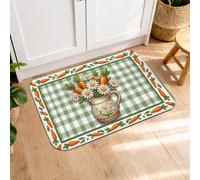 Tapetes de cocina florales para piso, tapetes suaves vintage a cuadros verdes, acolchados con resorte, cómodos, lavables para fregaderos de cocina, lavandería, baño, 20 x 31 pulgadas