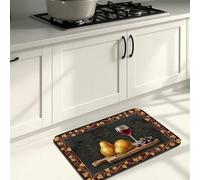 Tapetes de cocina florales vintage para piso, rosas negras y peras, tapetes suaves decorativos de otoño, alfombras acolchadas lavables para fregaderos de cocina, lavandería, baño, 20 x 31 pulgadas