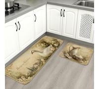 Tapetes de cocina florales vintage para piso, tapetes suaves de granja rústica, acolchados con resorte, cómodos, lavables para fregaderos de cocina, lavadero, baño, 2 unidades