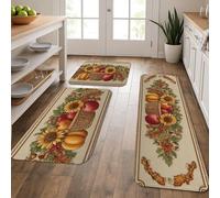 Tapetes de cocina florales vintage para suelo, diseño de cesta de frutas, tapetes suaves, acolchados, cómodos, lavables, antideslizantes, para fregaderos de cocina, lavandería, baño, 3 unidades