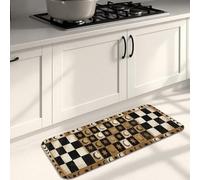 Tapetes de cocina geométricos vintage para piso, estrellas negras y luna, tapetes suaves, para todas las estaciones, acolchados, cómodos, lavables, para fregaderos de cocina, lavandería, 16 x 47