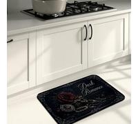 Tapetes de cocina góticos para piso, tapetes suaves vintage florales oscuros, acolchados, cómodos, lavables, para fregaderos de cocina, lavadero, baño, 16 x 24 pulgadas