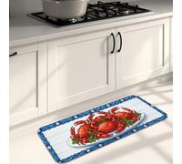 Tapetes de cocina náuticos de cangrejo costero para piso, tapetes suaves de cena de cangrejo azul, acolchados de verano, cómodos, lavables, para fregaderos de cocina, lavandería, baño, 16 x 47
