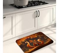 Tapetes de cocina otoñales para suelo, patrón de zorros y hojas, tapetes suaves, acolchados, cómodos, lavables, antideslizantes, para fregaderos de cocina, lavadero, baño, 40,6 x 61 cm