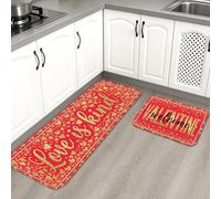 Tapetes de cocina para el día de San Valentín, tapetes suaves con corazones de amor, acolchados, cómodos, lavables, antideslizantes, decoración para fregaderos de cocina, lavandería, baño, 2 unidades