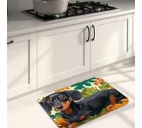 Tapetes de cocina para perros, tapetes suaves con patrón colorido de perro salchicha, acolchados, cómodos, lavables, antideslizantes, para fregaderos de cocina, lavandería, baño, 20 x 31 pulgadas