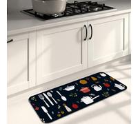 Tapetes de cocina para piso, coloridos diseños de utensilios de cocina, tapetes suaves, acolchados, cómodos, lavables, antideslizantes, para fregaderos de cocina, lavandería, baño, 16 x 47 pulgadas