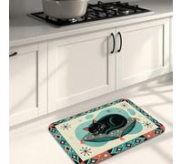 Tapetes de cocina retro artísticos para suelo, tapetes suaves vintage de gatos negros, acolchados de temporada, cómodos, lavables, decoración para fregaderos de cocina, lavandería, baño, 20 x 31