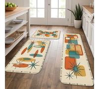 Tapetes de cocina retro Starflare para piso, tapetes suaves geométricos coloridos, acolchados con resorte, cómodos, lavables para fregaderos de cocina, lavadero, baño, 3 piezas