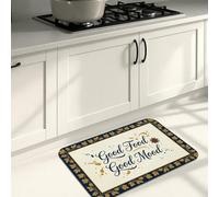 Tapetes de cocina rústicos vintage para piso, buena comida, de buen humor, suaves, acolchados, cómodos, lavables, decoración para fregaderos de cocina, lavandería, baño, 20 x 31 pulgadas