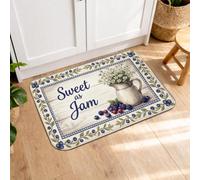 Tapetes de cocina rústicos vintage para piso, de mermelada de arándanos, tapetes suaves de casa de campo, acolchados de verano, cómodos, lavables, para fregaderos de cocina, lavandería, baño, 20 x 31