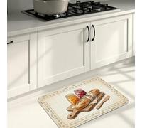 Tapetes de cocina rústicos vintage para piso, patrón de pan crema, tapetes suaves, acolchados para uso diario, cómodos, lavables, decoración para fregaderos de cocina, lavandería, baño, 20 x 31