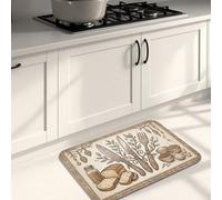 Tapetes de cocina rústicos vintage para piso, tapetes suaves florales beige, acolchados con resorte, cómodos, lavables, para fregaderos de cocina, lavadero, baño, 20 x 31 pulgadas