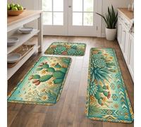 Tapetes de cocina suculentos para piso, tapetes suaves bohemios vintage, acolchados con resorte, cómodos, lavables, para fregaderos de cocina, lavadero, baño, 3 piezas