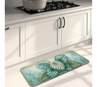 Tapetes de cocina tropicales elegantes para piso, tapetes suaves con patrón de hojas, acolchados de verano, cómodos, lavables, para fregaderos de cocina, lavandería, baño, 16 x 47 pulgadas