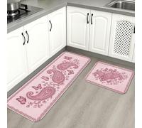 Tapetes de cocina vintage de cachemira para piso, elegantes tapetes suaves, acolchados con resorte, cómodos, lavables para fregaderos de cocina, lavadero, baño, 2 unidades