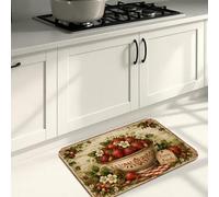 Tapetes de cocina vintage de fresa para piso, tapetes suaves acolchados florales rústicos, tapetes decorativos de primavera, alfombras lavables para fregaderos de cocina, lavandería, 16 x 24 pulgadas