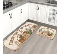 Tapetes de cocina vintage de granja para suelo, animales fantásticos y patrones florales, alfombras decorativas acolchadas lavables para fregaderos de cocina, lavandería, 2 unidades