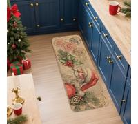 Tapetes de cocina vintage de Papá Noel para piso, tapetes suaves de Navidad, acolchados, cómodos, lavables, antideslizantes, para fregaderos de cocina, lavandería, baño, 16 x 47 pulgadas