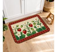Tapetes de cocina vintage florales para suelo, fresas rojas, decorativas, acolchadas, cómodas, lavables, para fregaderos de cocina, lavandería, 40,6 x 60,9 cm