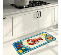 Tapetes de cocina vintage para piso, tapetes suaves de langosta de pasta amarilla, acolchados de verano, cómodos, lavables, para fregaderos de cocina, lavandería, baño, 16 x 47 pulgadas