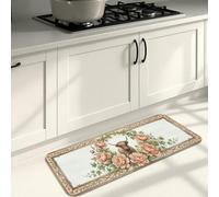 Tapetes de cocina vintage rústicos florales para suelo, diseños de girasol y pájaros, acolchados, cómodos, lavables para fregaderos de cocina, lavadero, baño, 16 x 47 pulgadas