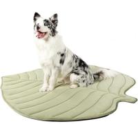 Tapetes de refrigeración para perros y gatos, con forma de hoja, de algodón, ligera, lavable, grande, para perros y gatos, uso en el suelo, cama, sofá, silla, perrera (verde, M)