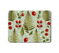 Tapetes de secado de platos botánicos para encimera de cocina, helechos verdes vintage y bayas rojas, tapete escurridor de platos de goma absorbente, decoración de primavera, almohadilla de secado de