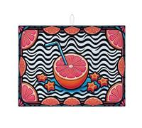 Tapetes de secado de platos cítricos para encimera de cocina, tapete escurridor de platos absorbente de frutas naranja brillante, almohadilla de secado de microfibra divertida de verano para protector