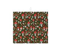 Tapetes de secado de platos con estampado de hongos para encimera de cocina, tapete escurridor de platos absorbente floral rojo, tapete de secado de microfibra natural otoñal para decoración de