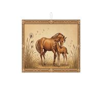 Tapetes de secado de platos de caballo para encimera de cocina, tapete absorbente para escurridor de platos de potro marrón rústico, almohadilla de secado de microfibra para cafetería de 16 x 18