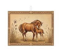 Tapetes de secado de platos de caballo para encimera de cocina, tapete absorbente para escurridor de platos de potro marrón rústico, almohadilla de secado de microfibra para cafetería de 18 x 24