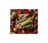 Tapetes de secado de platos de cocina con diseño de verduras, tapete escurridor de platos absorbente de verduras rojo rústico, almohadilla de secado de microfibra moderna para encimera de cocina, 16 x