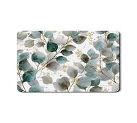 Tapetes de secado de platos de eucalipto para encimera de cocina, tapete escurridor de platos de goma absorbente de hojas, almohadilla de secado de decoración de primavera para barra de café de 12 x