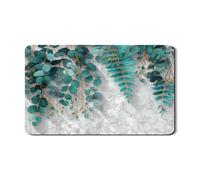 Tapetes de secado de platos de eucalipto para encimera de cocina, tapete escurridor de platos de goma absorbente de hojas verde aguamarina, protector de decoración del hogar, 12 x 20 pulgadas