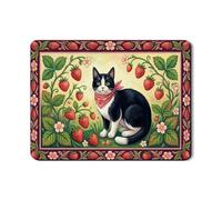 Tapetes de secado de platos de fresa para encimera de cocina, tapete de goma absorbente floral vintage, almohadilla de secado de piel sintética para decoración de granja, 45,7 x 61 cm